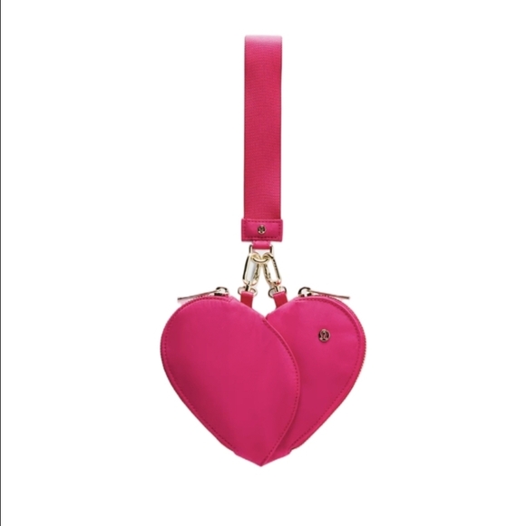lululemon athletica Handbags - Lululemon Passionate Pink & Gold Heart Dual Pouch Wristlet NWT